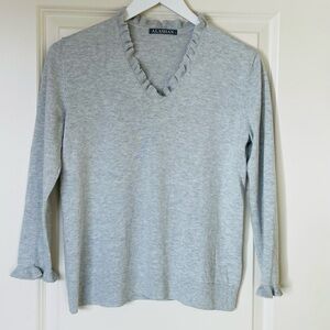 Alashan Light Gray V-Neck Women's cotyon/cashmere Sweater